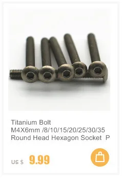 Титановый Болт M3 M4 x6-30mm с круглой головкой Шестигранная розетка Ti цвет не полированный шестигранный привод титановые винты Ti крепеж 10 шт