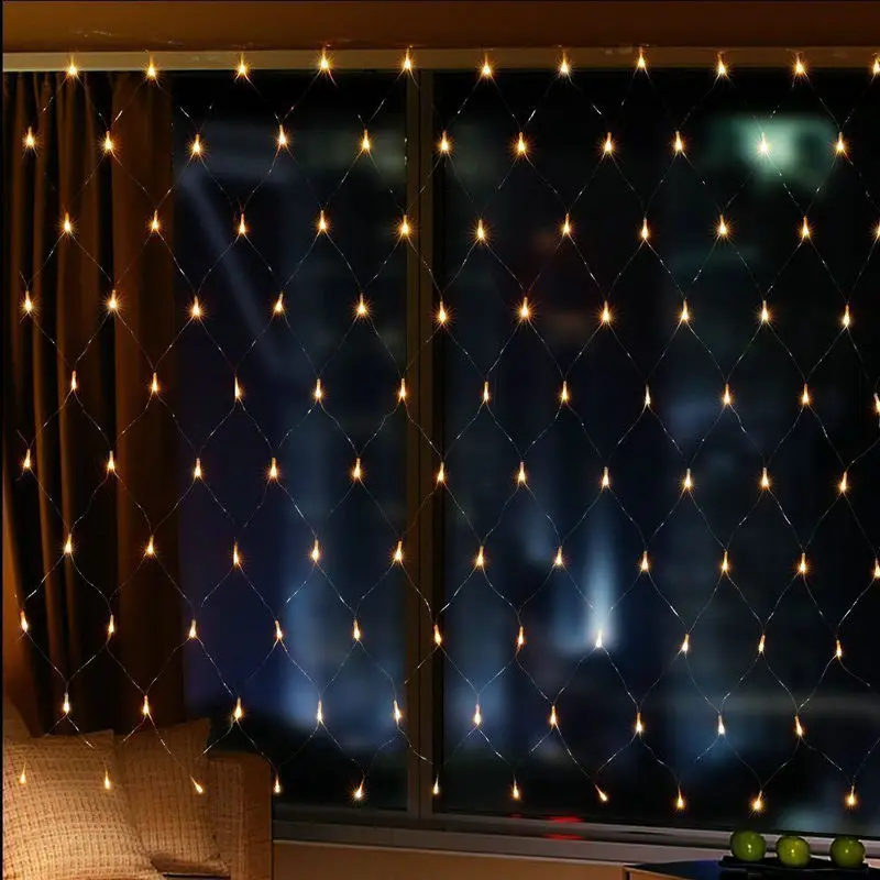 2Mx3M 200LED Curtain Net Lights LED web light mesh fairy lights for christmas/ Xmas/Wedding party decoration-Warm white | Лампы и