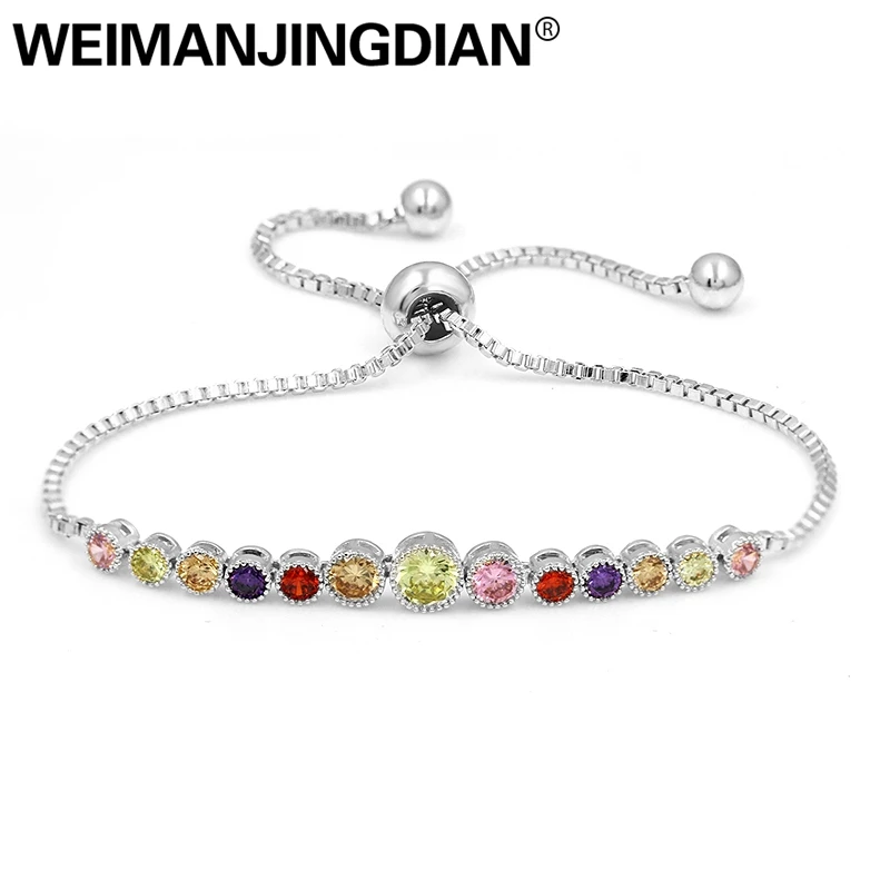 WEIMANJINGDIAN элегантные круглые радужные цвета кубический цирконий Кристалл CZ