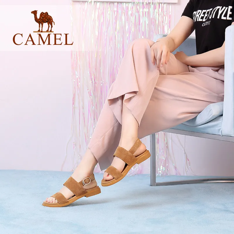 CAMEL/Женские повседневные сандалии женская обувь из коровьей замши матовая кожа