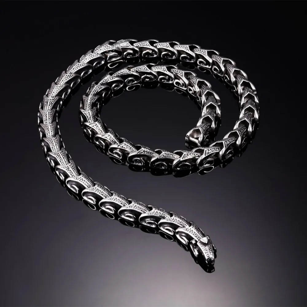 10 мм мужское ожерелье из нержавеющей стали 316L с цепочкой Dragon Bone 2 способа ношения