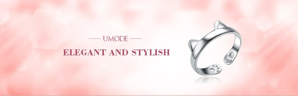 UMODE, новинка, подлинные, 925 пробы, серебряные, кошачьи серьги, кольца для женщин, серебряные ювелирные изделия, Открытое кольцо с котом, бижутерия для женщин, подарок, ULR0163