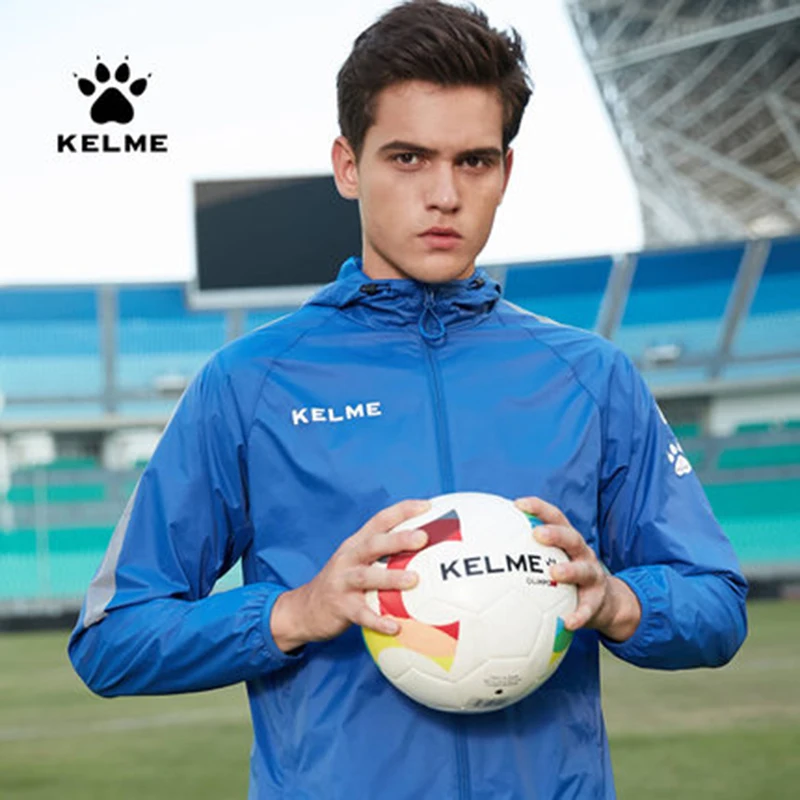 

Мужская спортивная куртка KELME для тренировок, ветрозащитная куртка с капюшоном, для бега, футбола, тренировок, на молнии, 3881211