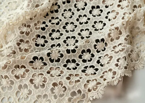 

1yard Cream Cotton Lace Fabric Crochet Lace Fabric
