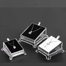 Hot selling fashion Acrylic transparent pendant box Necklaces jewelry display props rings display plexiglass jade tray wholesale
