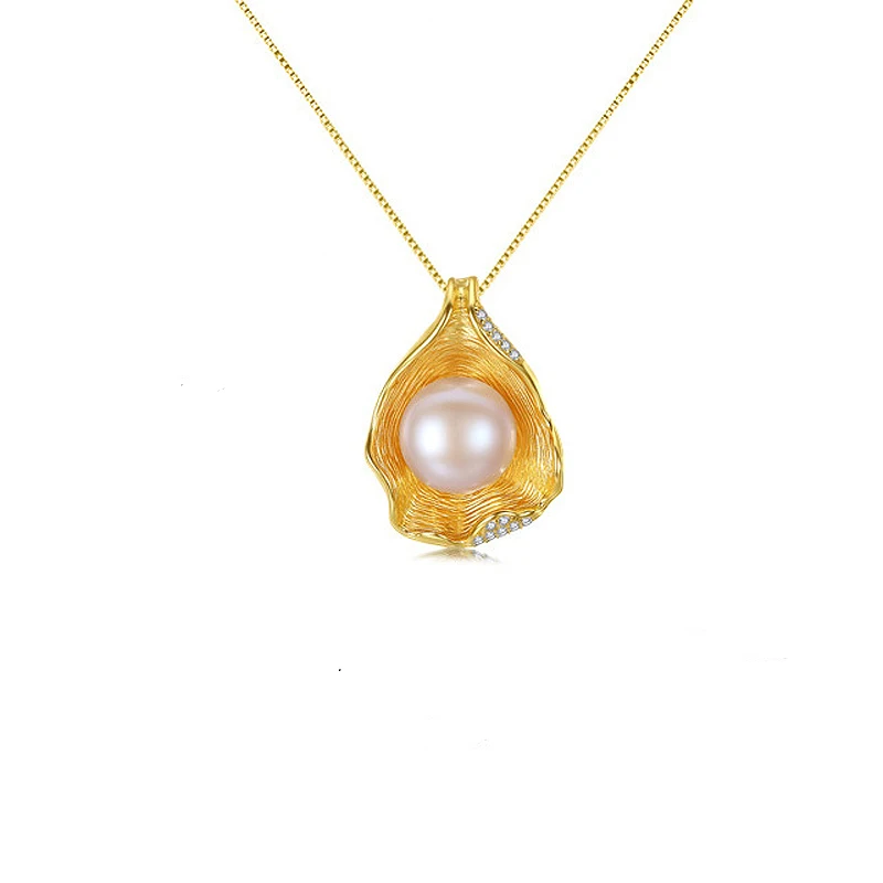 Золотое Элегантное ожерелье из стерлингового серебра S925 пробы с натуральным