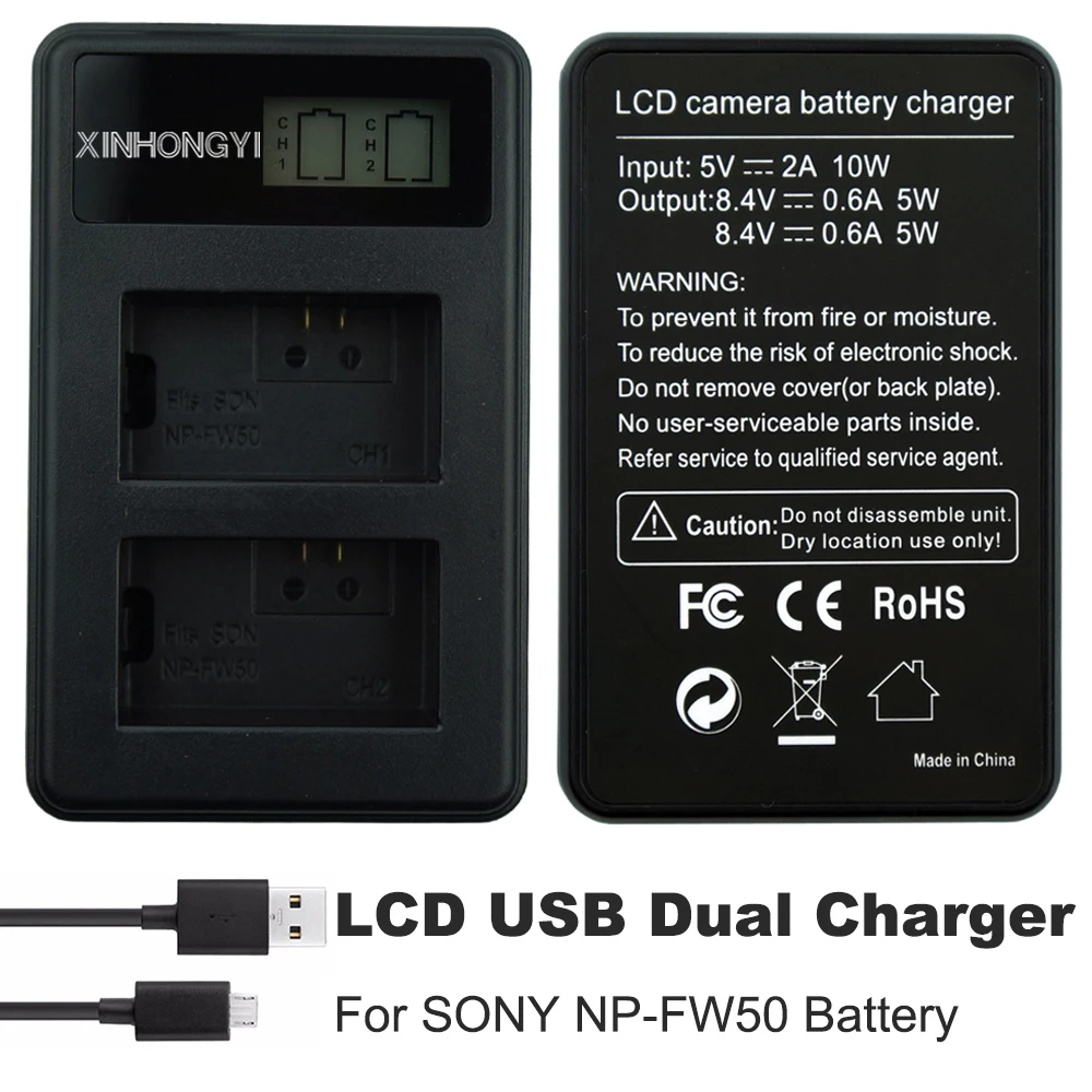 

NP-FW50 Battery Charger NP FW50 bateria USB Dual Charger for SONY NEX-3 NEX-5 NEX-6 SLT-A55 A33 A55 A37 A3000 A5000 A6000 Camera