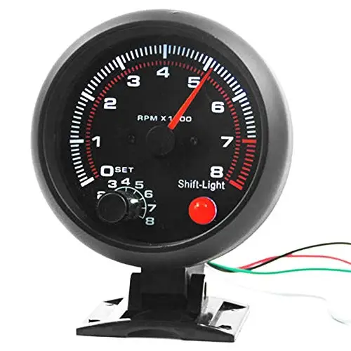 Universal 3.75 inch 12V White LED Backlit Tachometer Gauge with Red Shift Light for Auto Gasoline Car 0-8000 RPM | Автомобили и
