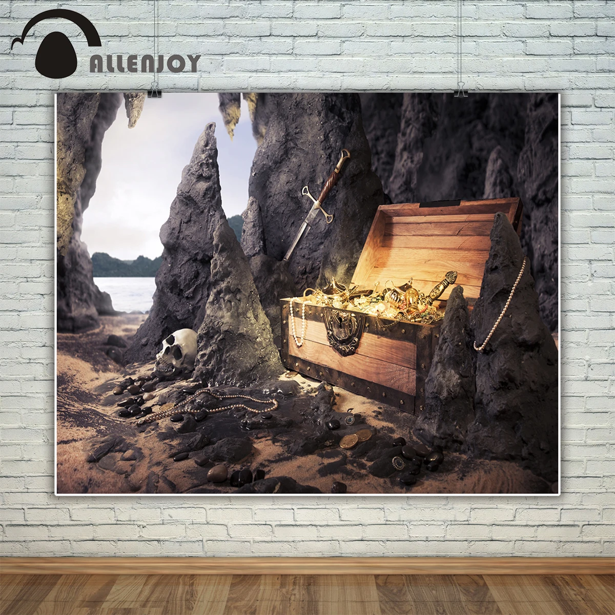 Фон для фотосъемки Allenjoy крестообразный пират сундук с сокровищами блестящий