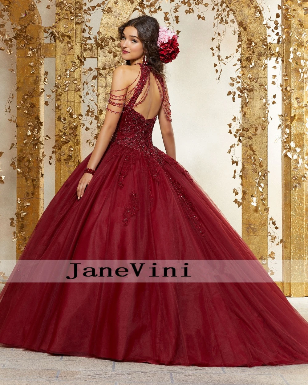 JaneVini Новое роскошное бальное платье Бальные платья 2019 Холтер аппликации бисером