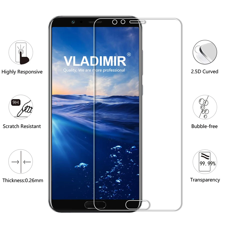 Vladimir 9 H 2.5D не полное покрытие закаленное стекло для huawei Honor View 10 экран протектор V10