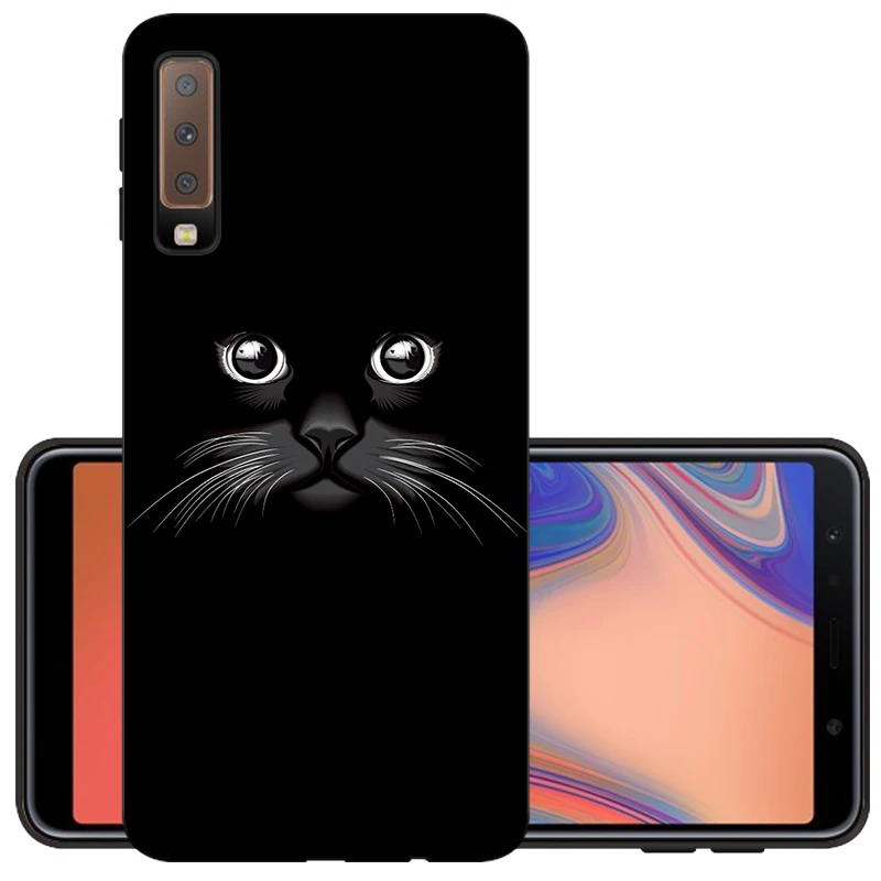 Мягкий чехол из ТПУ для телефона Samsung Galaxy A7 2018 силиконовый матовый с принтом