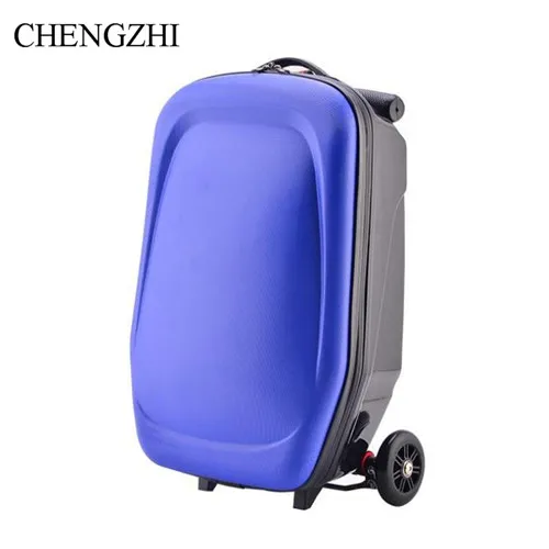 gray blue CHENGZHI высокое качество сумка в виде скутера подростка дело тележки чемодан кабины Дорожный чемодан на колесах - Цвет: gray blue