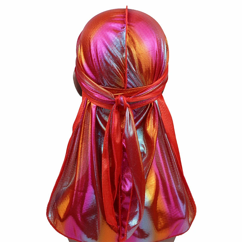 Для мужчин блестящие шелковые бандана головные уборы красочные Durags тюрбан Durag