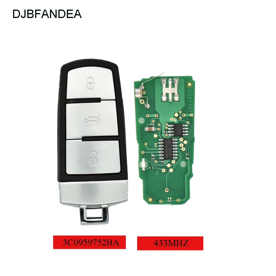 Умный ключ DJBFANDEA 433 МГц для VW/VolksWagen 3C0959752BA PASSAT B6 3C MAGOTAN сигнализация с чипом ID48|Ключ