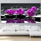 Картина на холсте с изображением орхидеи и фиолетовых бабочек
