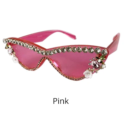 Pink Ralferty женские роскошные солнцезащитные очки с кошачьим глазом Bling, со стразами и кристаллами Солнцезащитные очки женские Цветочные Украшенные оттенки Oculos G1904 - Цвет линз: Pink