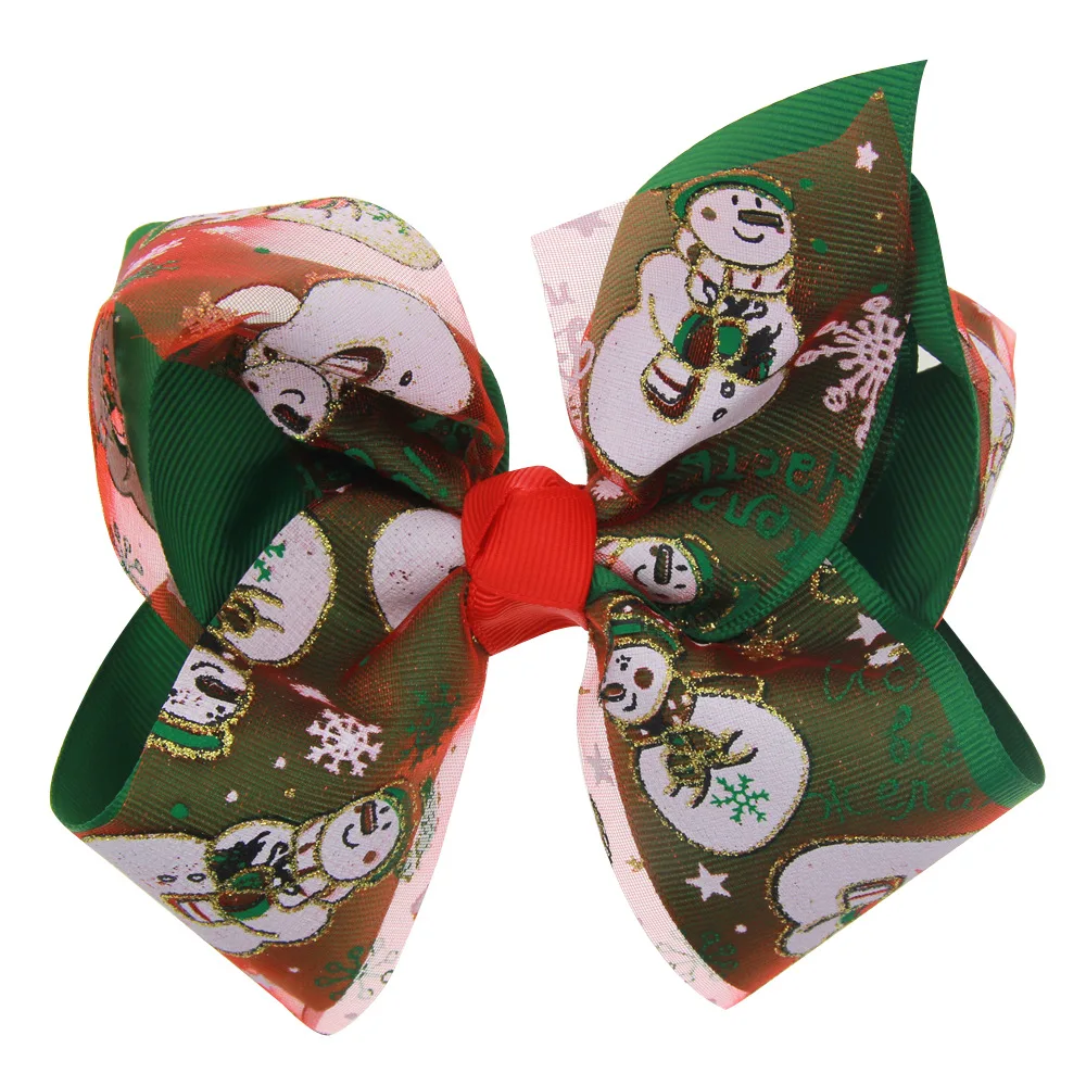 12PCS/LOT Lovely Snowman Wave Christmas Hair Bows Hairpin kids With Clip Accessories Best Merry DIY Headwear 2017 |