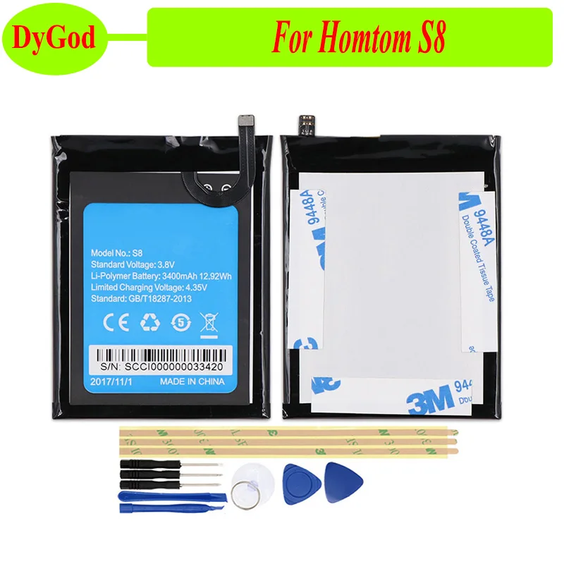 DyGod 3400mAh for Homtom S8 Battery Replacement Batteries Bateria For Smart Phone+tools |
