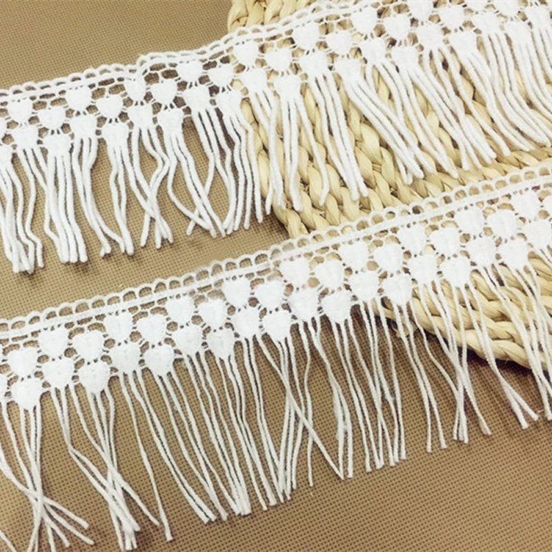 

10 yard 9cm 3.54" wide ivory cotton tassel lace trim ribbon 1019413L4K802-1