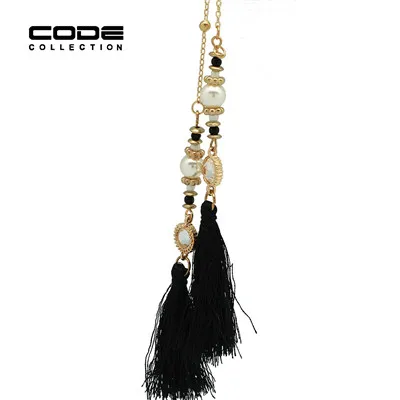 Женский длинный кулон с бусинами ожерелье из искусственного жемчуга черной
