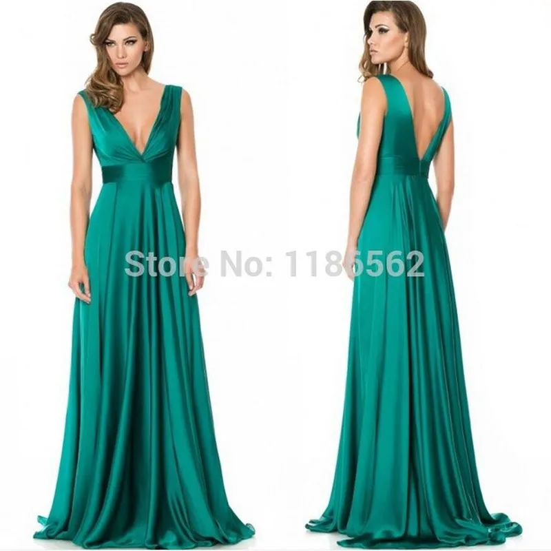 Популярные Глубокий V Шея Line Вечернее Платье Тил Пром платья Разрез Стороны