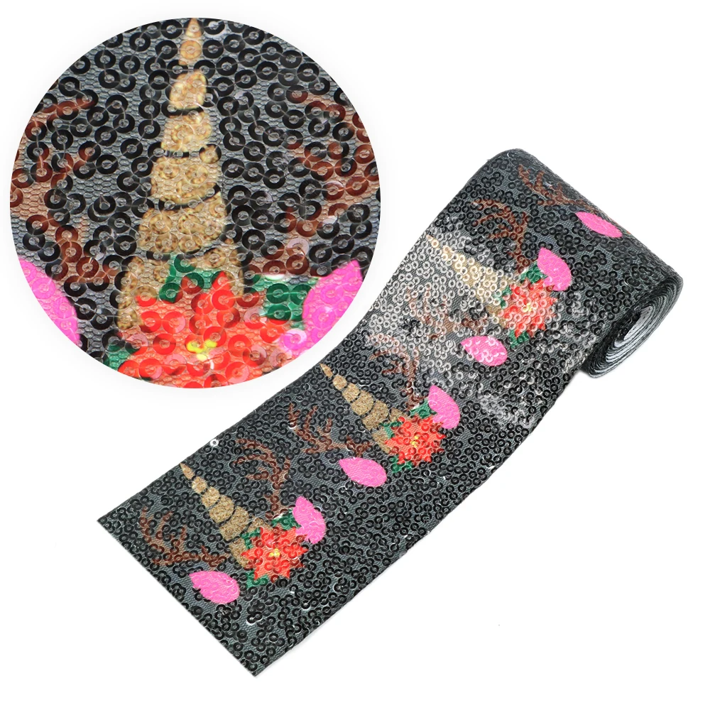Новинка " 75 мм лента с блестками 2 ярда/рулон DIY швейное платье одежда для волос украшения бантами пояс домашний текстиль ручной работы, 2Yc6862