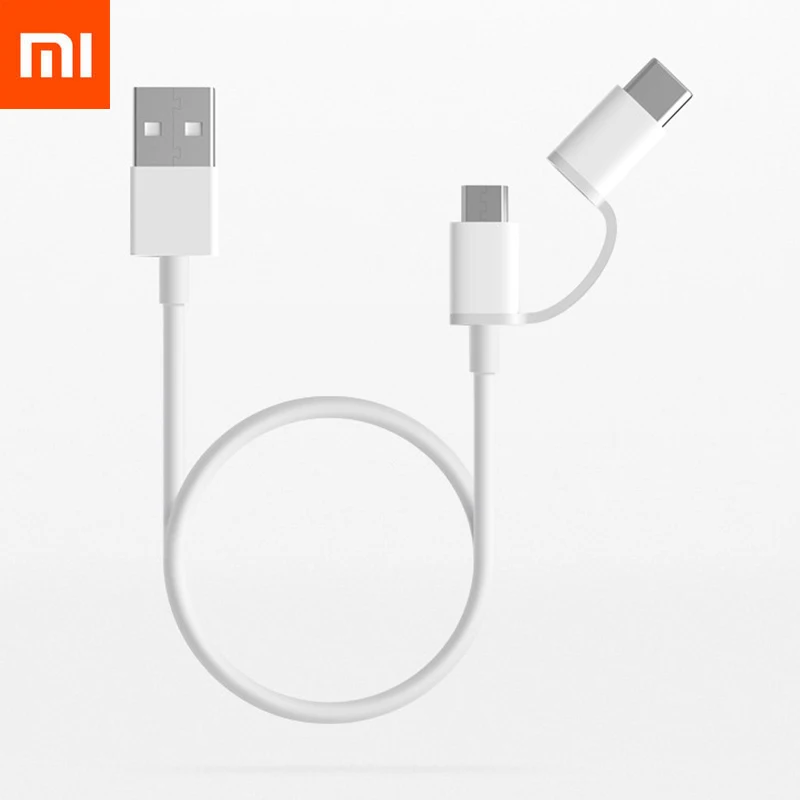 Оригинальный кабель Xiaomi 2 в 1 USB Micro Type C 100 см безопасный для быстрой зарядки и