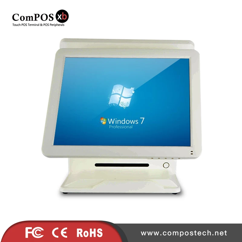 

Free Shipping Black and White Cheap 15 inch Dual Screen POS All In One POS System For Restaurant Super Market Cash Register