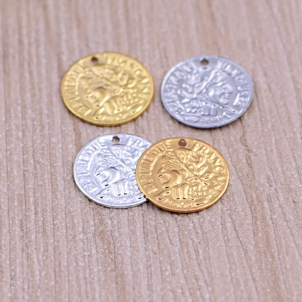 LEENAHAR 20pcs/лот Позолоченные посеребренные 10 мм медные монеты Подвески Медная
