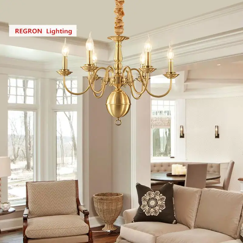 Европейский упрощенный медный светильник в американском стиле кантри свеча
