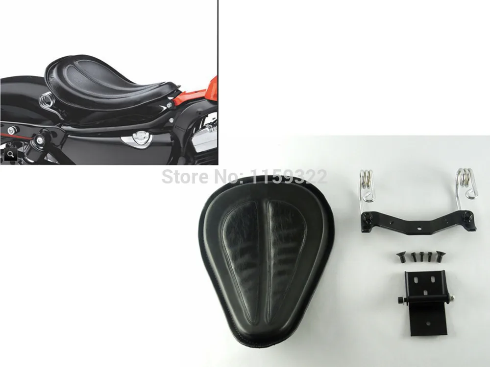 Черное Кожаное Седло для мотоцикла сольные кронштейны сиденья пружины Harley Sportster