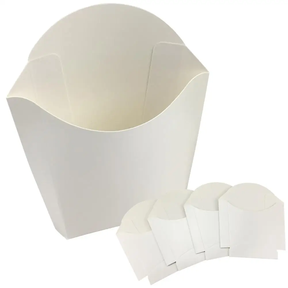 100 Одноразовые Белые упаковочные коробки для маслостойкая коробка картошки фри