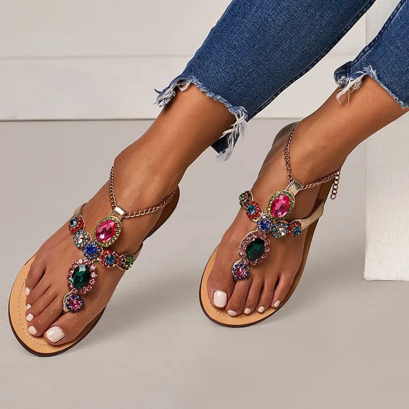 

Retro Gladistors Shoes Women Crystal Sandals zapatos de mujer Summer sandalias mujer 2019 sandalias chaussures femme Rhinestone