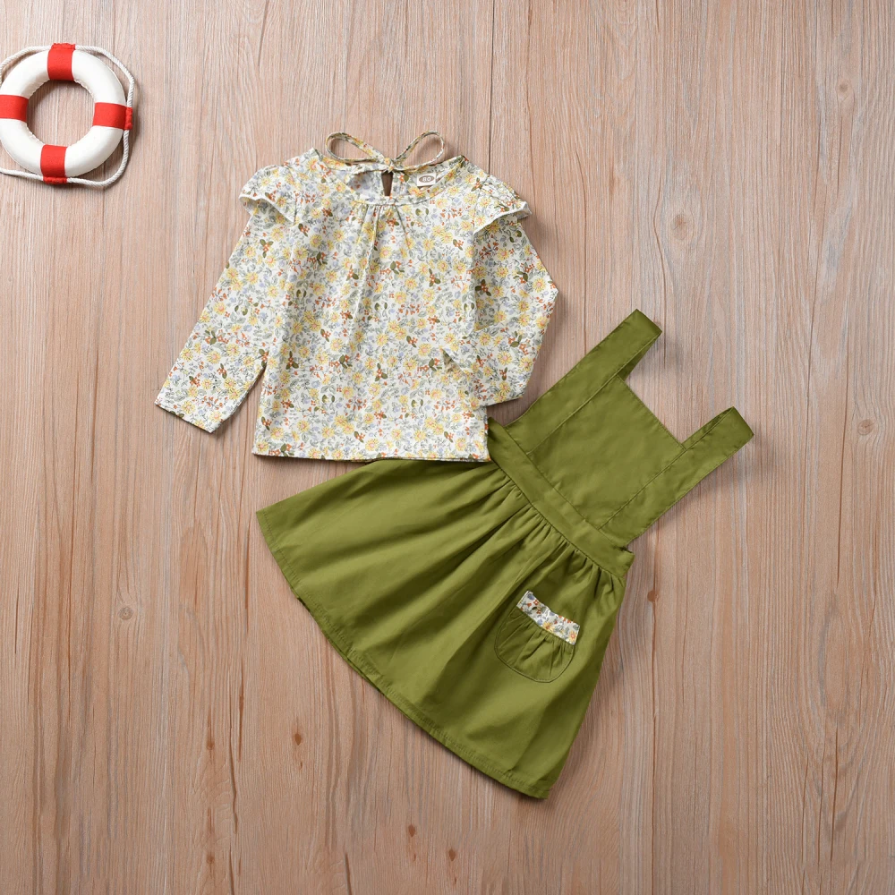 От 0 до 5 лет комплекты одежды с цветочным принтом для маленьких девочек топы