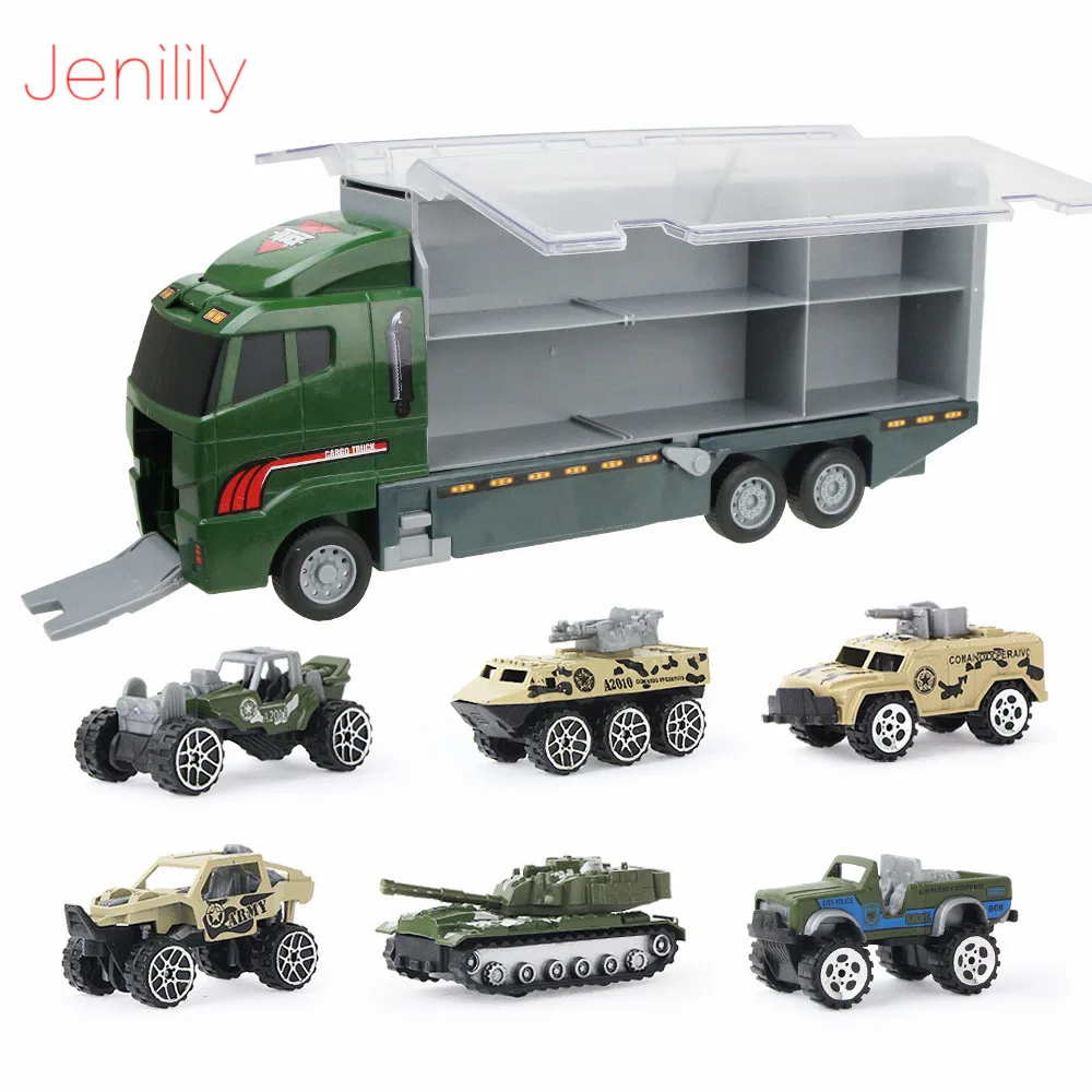 

7 IN 1 New Military Alloy Container Truck Car Toy Vehicle Engineering Car Model Classic Toy Gift for Boy Children