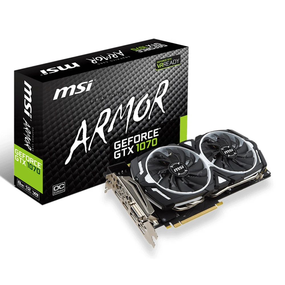 MSI GEFORCE GTX1070 ARMOR 8 г OC видеокарта NVIDIA 8G 256bit GDDR5 8008 мГц 1531-1721 1920 единиц 16nm Графика карты