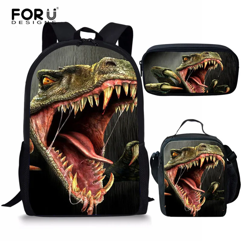Комплект школьных сумок FORUDESIGNS с динозавром Юрского периода для мальчиков и девочек-подростков, детский школьный рюкзак, сумка для учебнико...