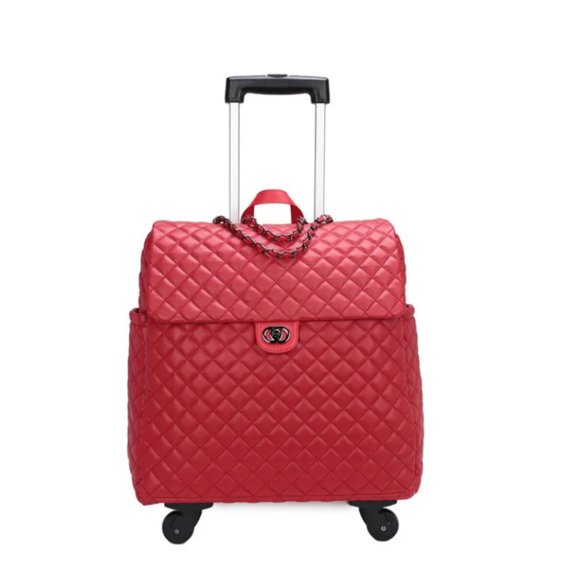 4 wheels Carrylove 1" дюймовый маленький кожаный чехол на колесиках для путешествий для девочек - Цвет: 4 wheels
