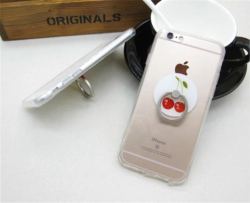 Fashion Cartoon Fruit Cherry Carambole Transparent Holder Stand Back Cover for iPhone 6 6s plus Cute Clear Phone Case Shell Skin |