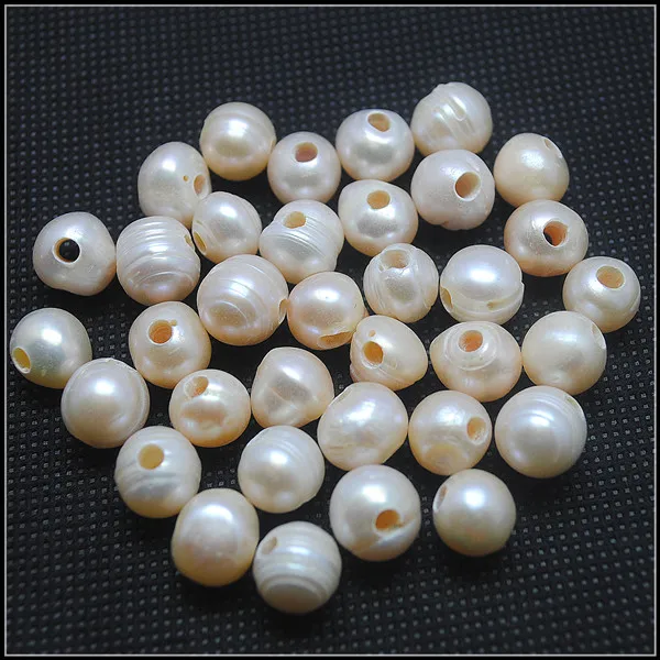 Buy 20pcs golden cultured freshwater pearl 10-11mm big hole 3.0 inner diameter loose beads for bracelets thread rope wire make on
