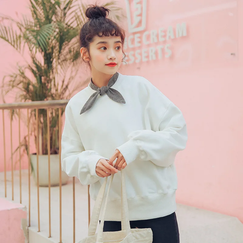 Для женщин кофты Harajuku толстые Ulzzang повседневное лук сладкий футболка с