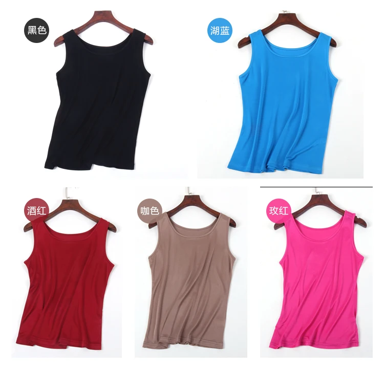 Женский Шелковый жилет летняя свободная синяя рубашка без рукавов 100 | Женская