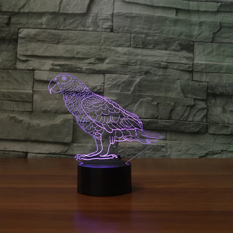 3d лампа в виде попугая Budgerigar 7 цветов Светодиодные ночные лампы для детей