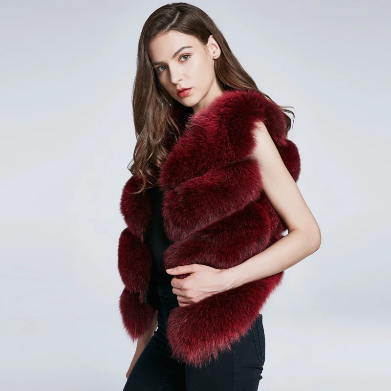 JKP Real Fox Fur Vest Winter Female Natural Fur Jacket High Quality Fashion Warm V-Neck Sleeveless Coat 2022 New Women Clothes enlarge