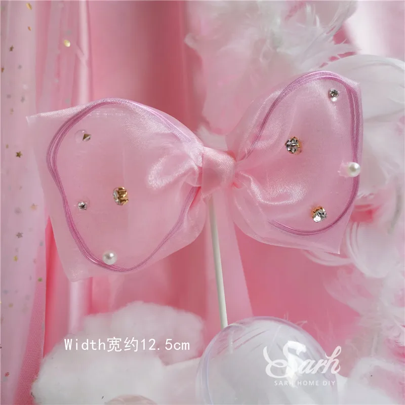 Pink diamond bow Корона Роза принц принцесса украшения сказочный замок для детского дня вечерние день Святого Валентина поставки выпечки прекрасные подарки - Цвет: Pink diamond bow
