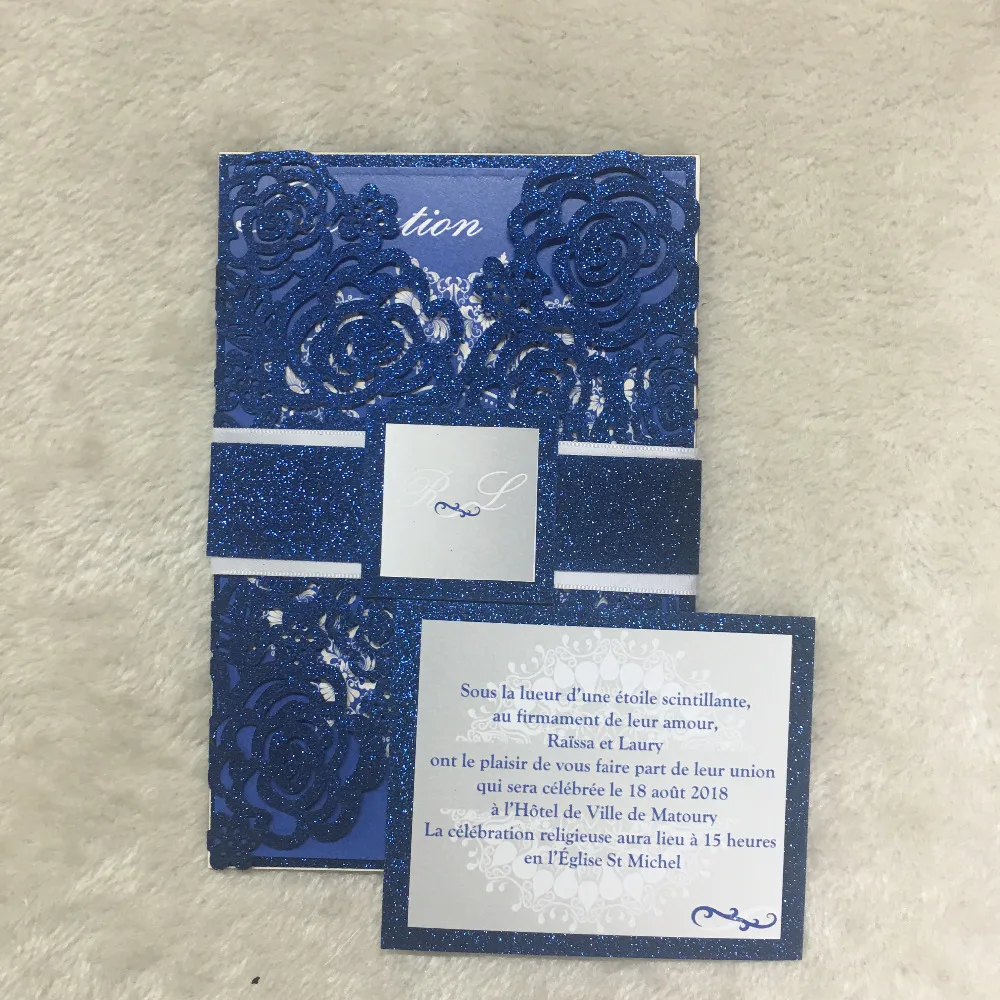 Роскошные блестящие бумажные 3d Пригласительные открытки для свадьбы с