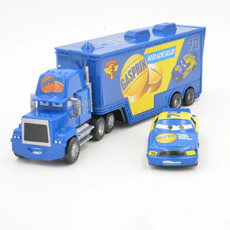 Disney Pixar Cars 2 шт. Lightning Mcqueen No.70 Mack Truck & Dacer 1:55 Литые металлические Легкосплавные и