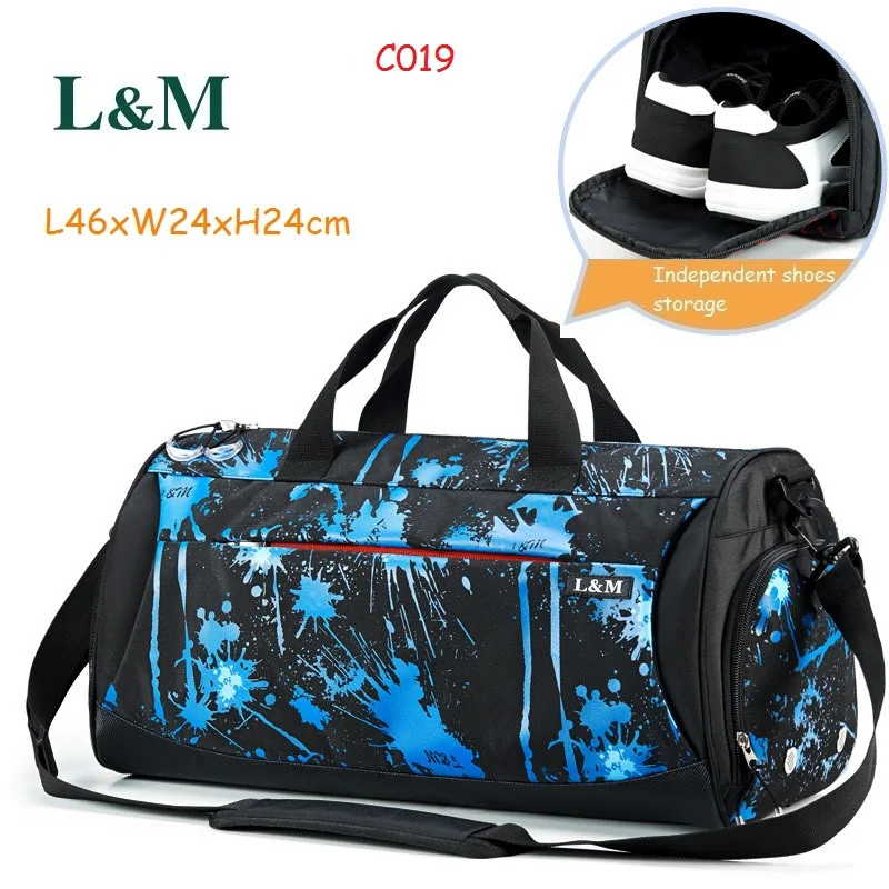 C019 Small L& M профессиональные спортивные сумки большой емкости для мужчин и женщин, сумка через плечо, спортивная сумка для путешествий, спортивная сумка для отдыха на открытом воздухе с обувью для хранения - Цвет: C019 Small