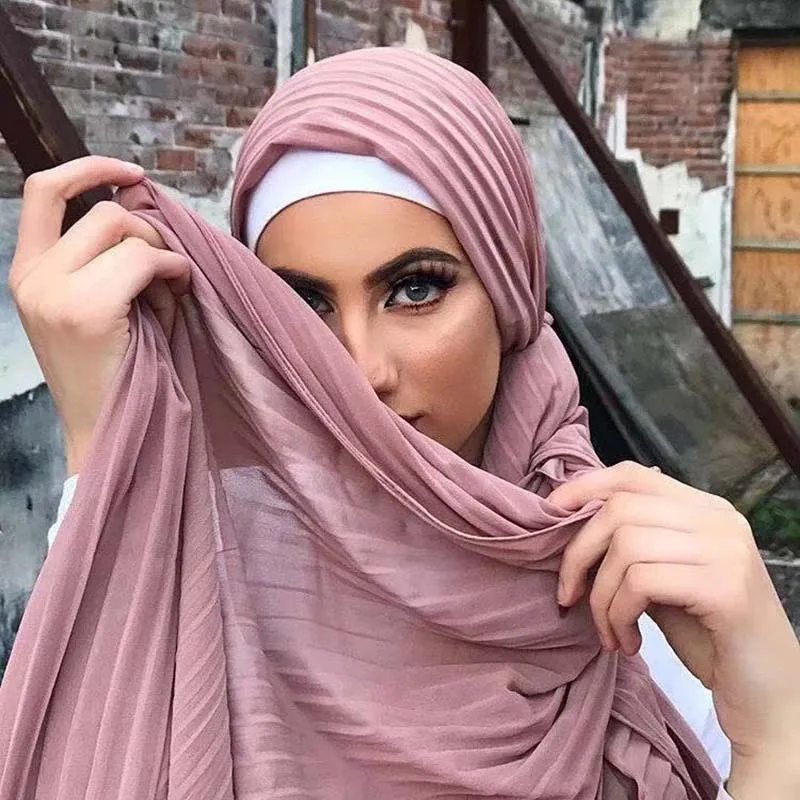 

50 pcs/lot Bubble Chiffon scarf Hijabs Wrinkled Muslim wrap hijab scarf/scarves